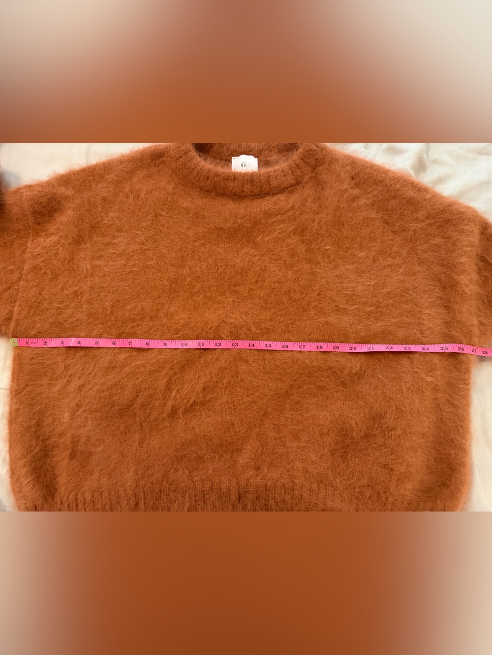 G. By Goop Burnt Orange Angora Oversized Sweater Size Medium Cozy Quiet Luxury - Picture 10 of 11